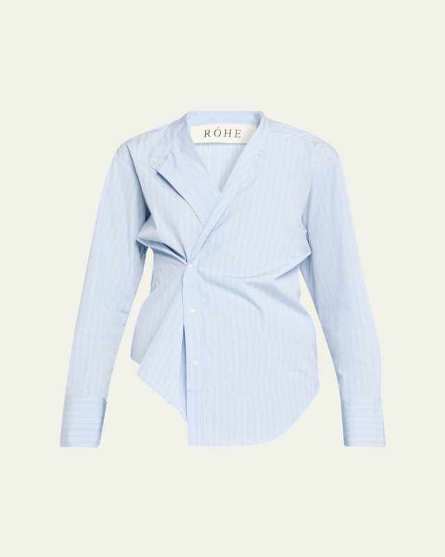 Stripe Long-Sleeve Overlap Shirt